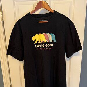 Men's 100% Cotton, Black, Life is Good T-shirt in XXL